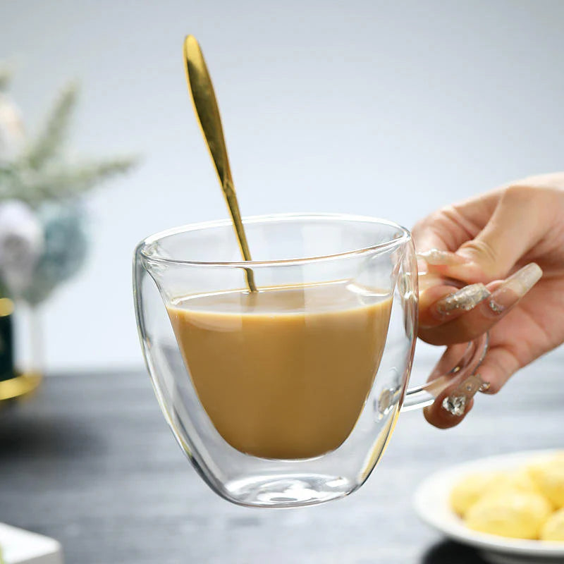 Double Wall Heart Shaped Glass Cup