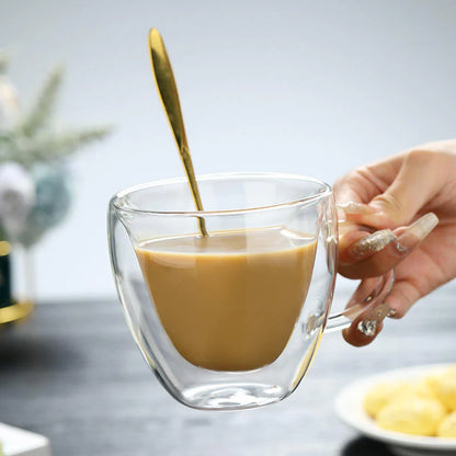 Double Wall Heart Shaped Glass Cup