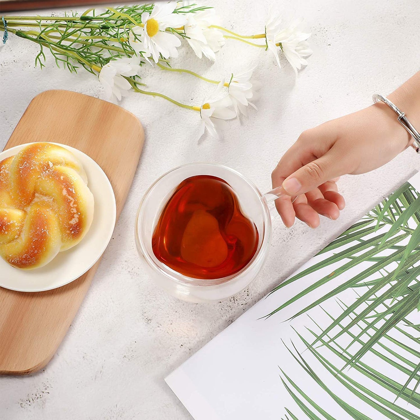 Double Wall Heart Shaped Glass Cup